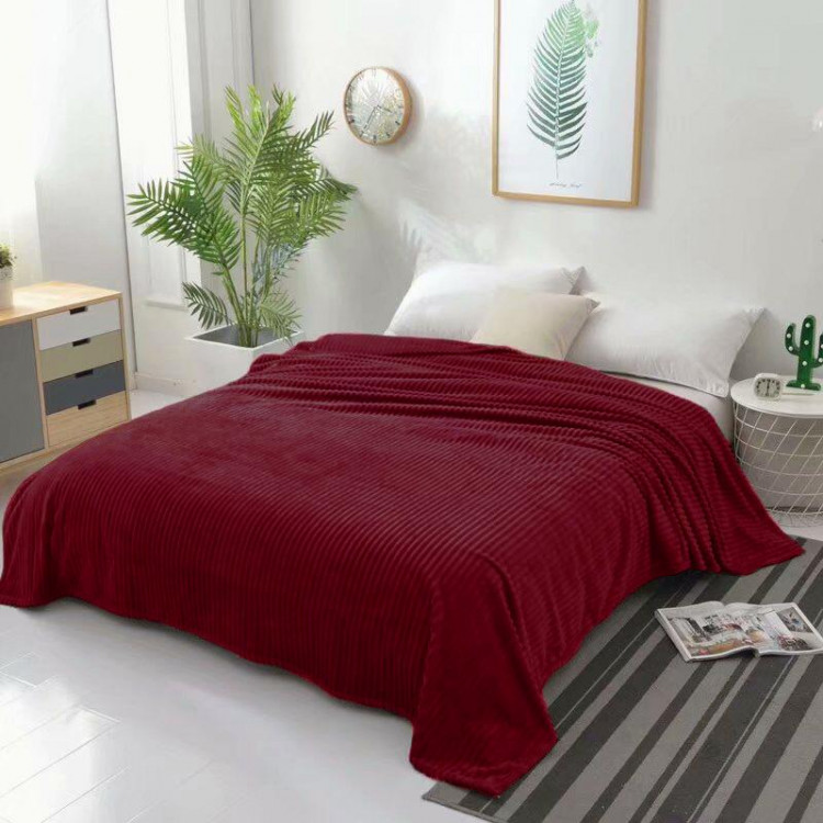 Плед однотонный фланелевый TANGO STRIPE ST-8 бордовый 200х220