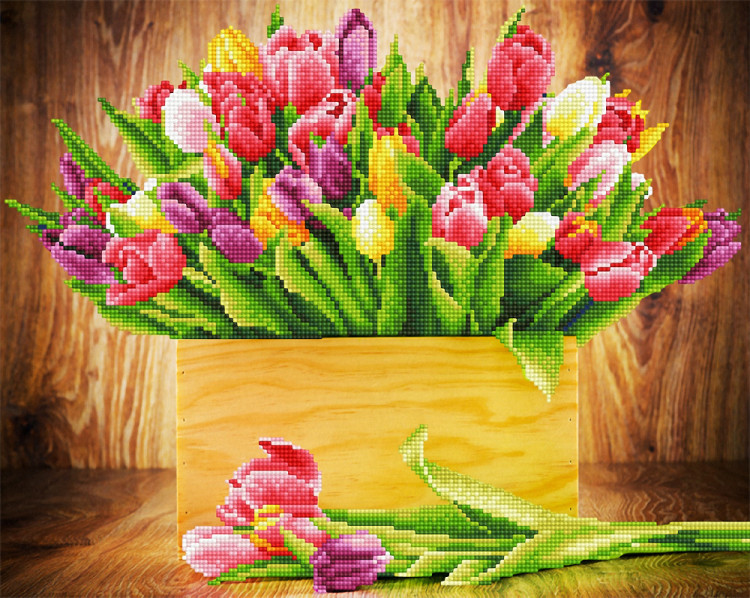Кристальная (алмазная) мозаика ФРЕЯ ALV-80 Тюльпаны