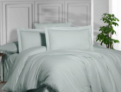 Постельное белье из страйп сатина KARVEN N162-SS-013 MINT ментол 50х70 (1шт), 70х70 (1шт) 1,5-спальное