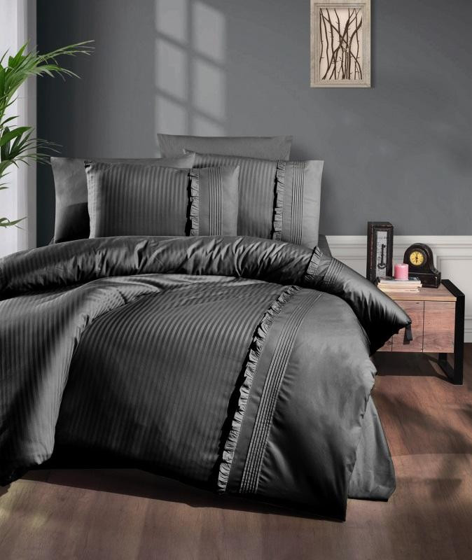 Постельное белье из DELUXE ранфорса KARVEN N028 SWEETNESS ANHTRACIT 50х70 (2шт) 1,5-спальное