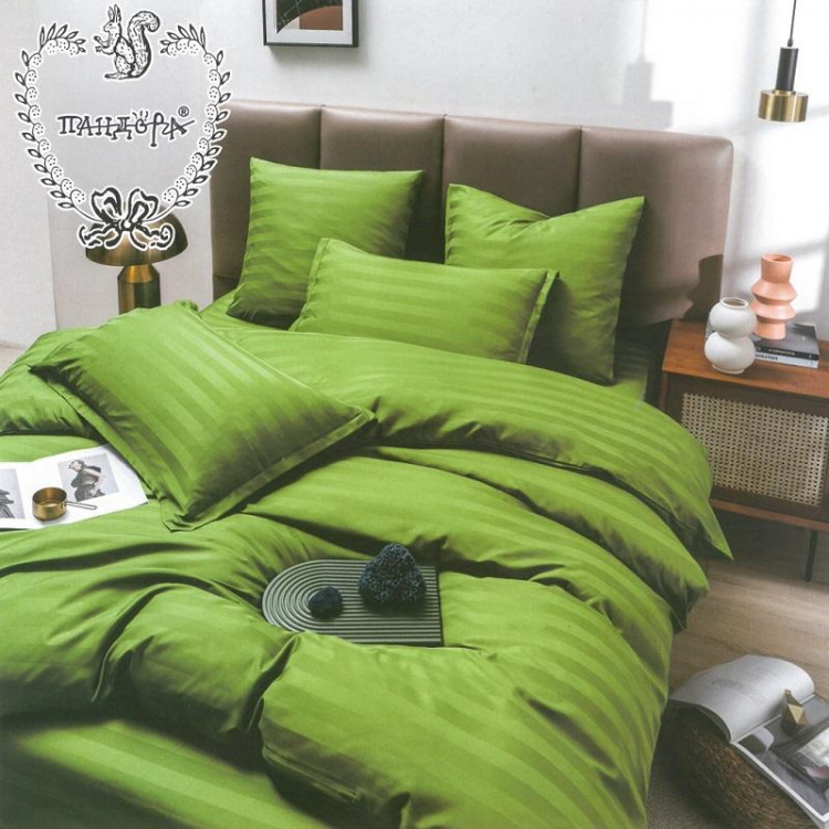 Постельное белье из страйп-сатина ПАНДОРА зеленая трава 2-спальное