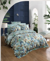 Постельное белье из сатина де люкс SAREV 300TC N082 EMILY V1-YESIL 50х70 (4шт) евро