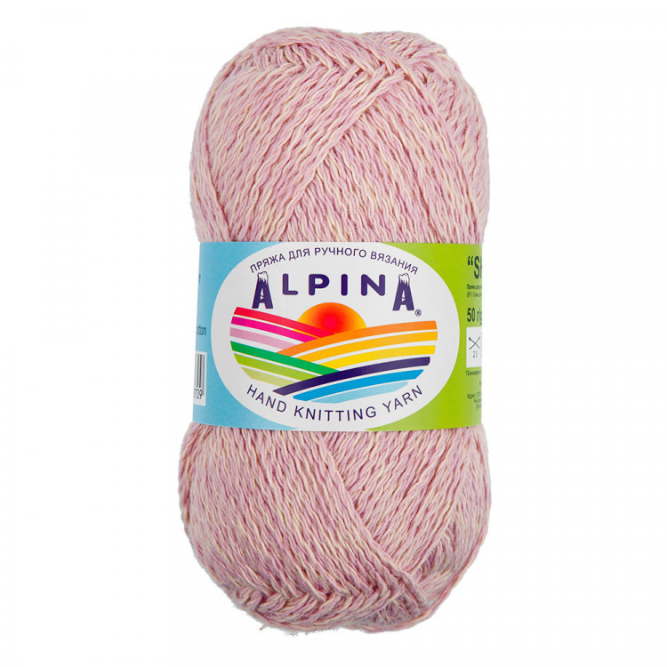 Пряжа ALPINA SHEBBY №06 розовый-кремовый 100% хлопок 10 шт х 50 гр, 150 м +/- 7 м