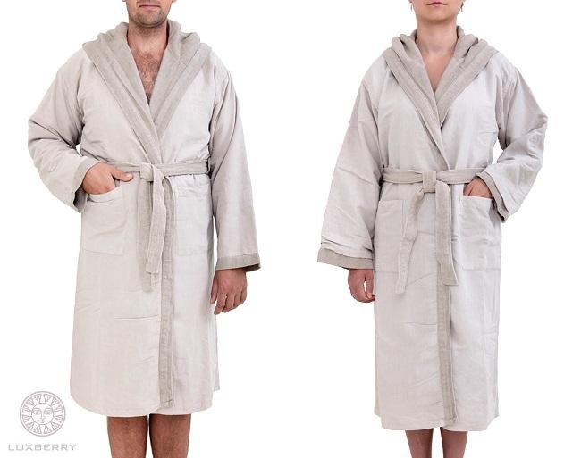 Халат банный унисекс из хлопка и льна DEVILLA 03592 SENSES мокко S