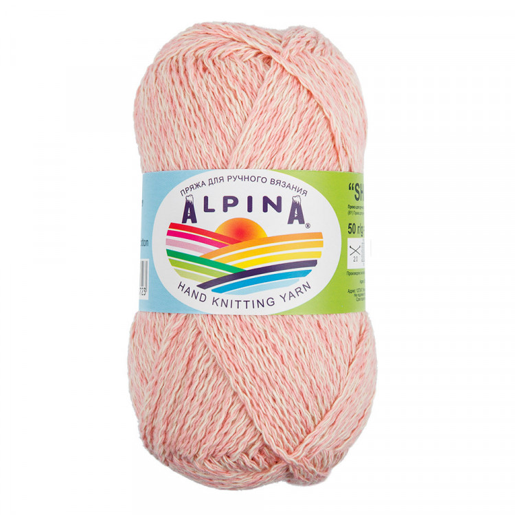 Пряжа ALPINA SHEBBY №07 кремовый-коралловый 100% хлопок 10 шт х 50 гр, 150 м +/- 7 м