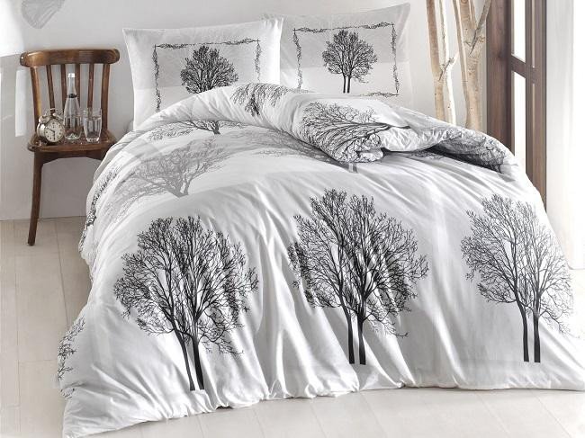 Постельное белье ALTINBASAK RANFORCE TREE серое 50х70 1,5-спальное