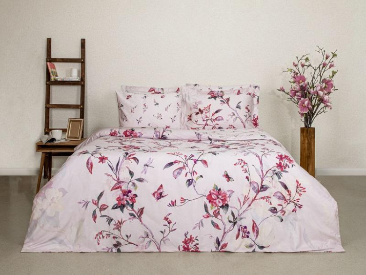 Постельное белье из сатина TAC DIGITAL ASSEN красное евро