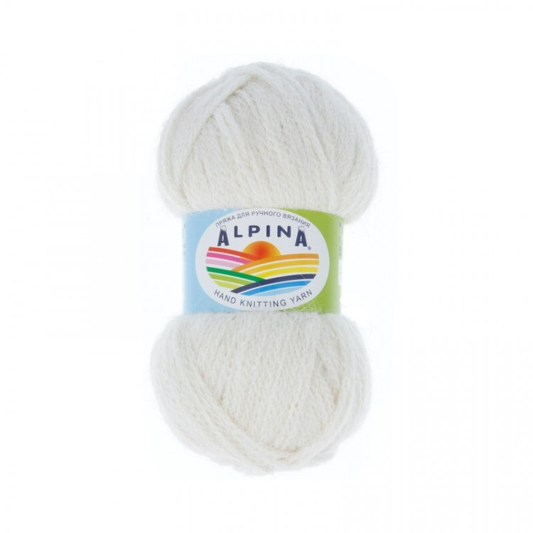 Пряжа ALPINA ALPACA TRENZA №01 белая (натуральная) 90% альпака, 10% полиамид 4 шт х 50 гр, 150 м +/- 8 м