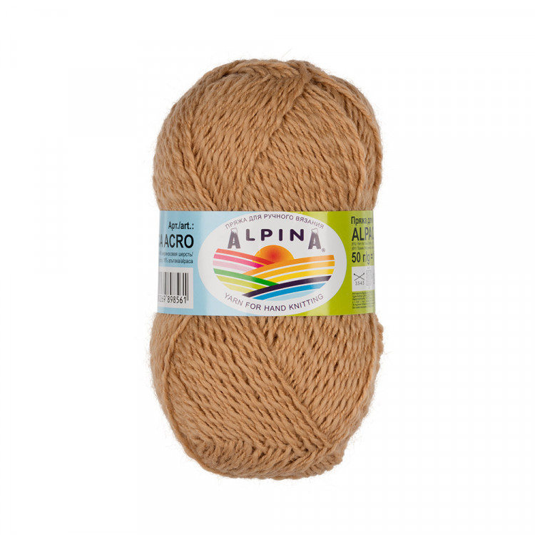 Пряжа ALPINA ALPACA ACRO №03 светло-коричневая 44% мериносовая шерсть, 38% акрил, 18% альпака 4 шт х 50 гр, 150 м +/- 7 м
