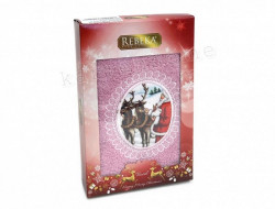 Полотенце махровое хлопковое KARVEN HS1710 REBEKA НОВЫЙ ГОД V4 лиловое 50х90