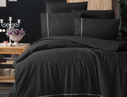 Постельное белье из DELUXE ранфорса KARVEN N030 ALISA BLACK 50х70 (2шт), 70х70 (2шт) семейное