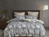 Постельное белье фланелевое из тенсела с простыней на резинке 160х200 ASABELLA Баланс 50х70 (2шт), 70х70 (2шт) евро