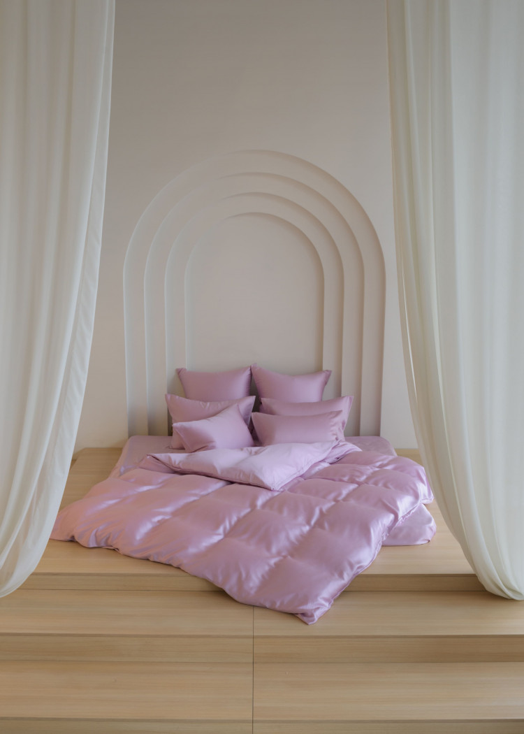 Постельное белье с простыней на резинке 160х200 GERMAN GRASS LILAC BRILLIANT GRASS 50х70 (2шт) 1,5-спальное