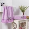 Набор махровых полотенец с вышивкой KARNA FLORYA сиреневый 50х90 (1шт) и 70х140 (1шт)