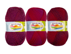 Пряжа ALPINA ROMANTIC №08 малиновая-светло-сиреневая 100% шерсть 5 шт х 100 гр, 300 м +/- 15 м