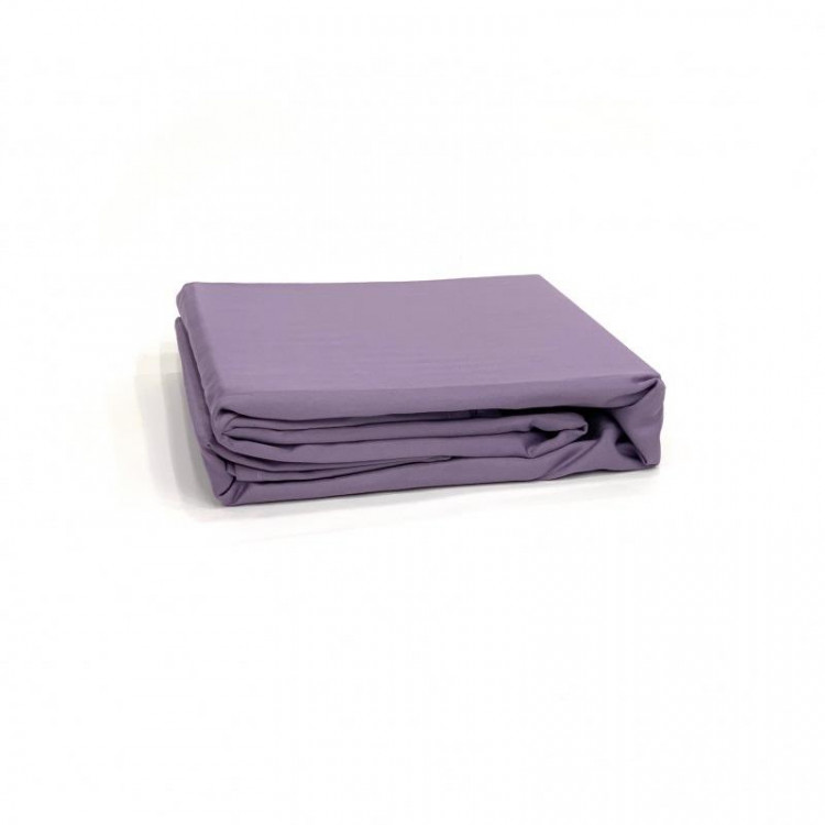 Простыня на резинке из сатина KARVEN P898 темно-лиловая 100х200х33 с наволочкой 50х70