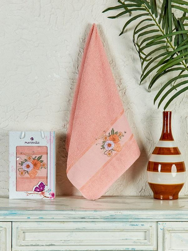 Полотенце махровое DURU персиковое 50х90 в коробке