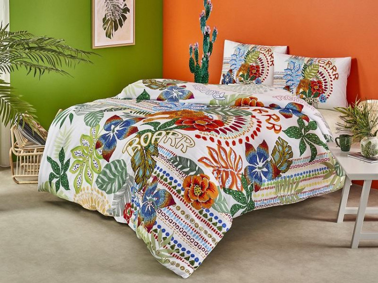 Подростковое постельное белье из ранфорса TAC GENC MODASI TESS зеленое-белое