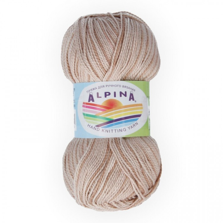 Пряжа ALPINA HOLLY MELANGE №10 бежевая-темно-бежевый 100% мерсеризованный хлопок 10 шт х 50 гр, 200 м +/- 10 м