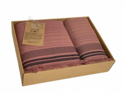 Набор полотенец махровых хлопковых KARVEN HS1722 LIDYA кирпичный 50х90 (1шт), 70х140 (1шт)