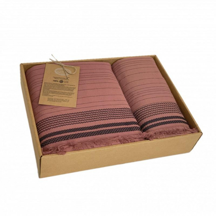 Набор полотенец махровых хлопковых KARVEN HS1722 LIDYA кирпичный 50х90 (1шт), 70х140 (1шт)