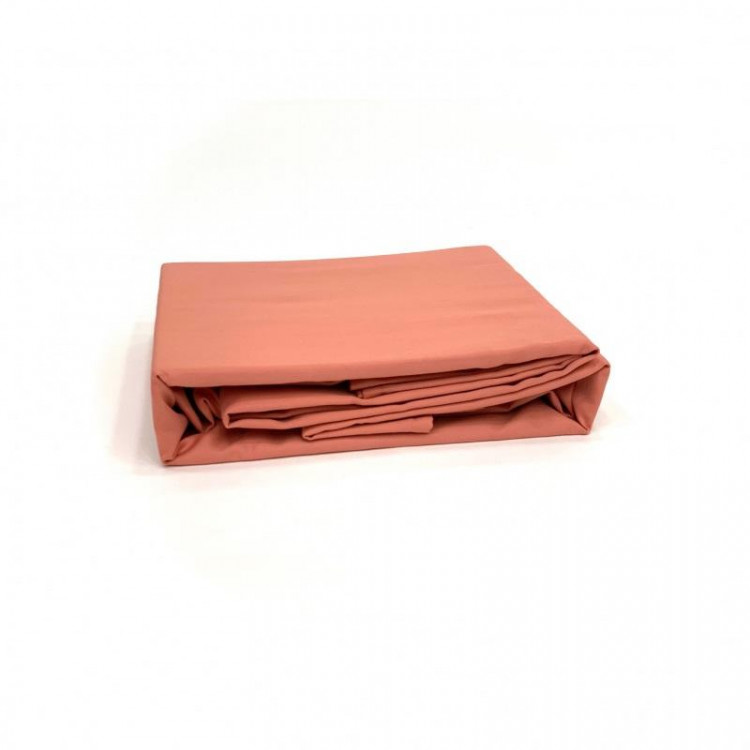 Простыня на резинке из сатина KARVEN P898 терракотовая 100х200х33 с наволочкой 50х70