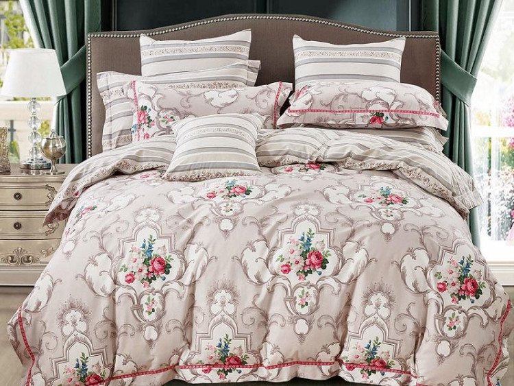 Постельное белье из сатина ASABELLA 1079-6 50х70 (2шт) и 70х70 (2шт) евро