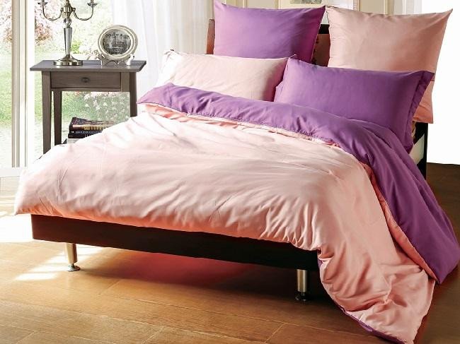 Постельное белье двухстороннее из полисатина ROSETE S-12 2-спальное