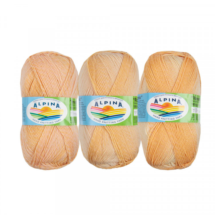 Пряжа ALPINA ROMANTIC №04 светло-персиковая-светло-желтая 100% шерсть 5 шт х 100 гр, 300 м +/- 15 м