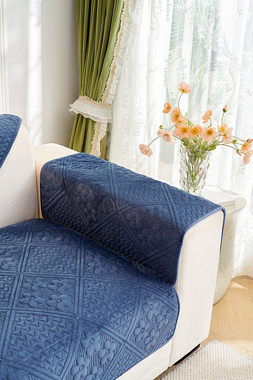 Накидка на подлокотники из велюра TANGO SOFA синяя 70x90 (1шт)