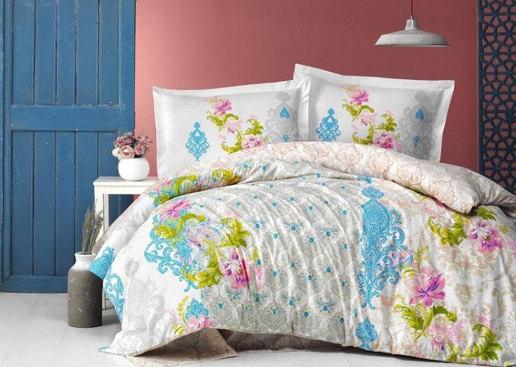 Постельное белье ALTINBASAK RANFORCE NEON KAREL бирюзовое 50х70 (2шт) евро