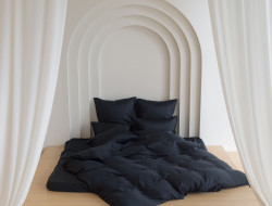 Постельное белье с простыней на резинке 160х200 GERMAN GRASS BLACK BRILLIANT GRASS 70х70 (2шт) евро