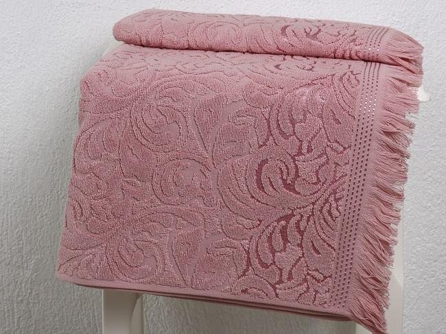 Полотенце жаккардовое KARNA ESRA розовое 70х140
