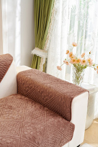 Накидка на подлокотники из велюра TANGO SOFA коричневая 70x90 (1шт)