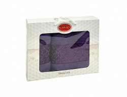 Набор полотенец махровых хлопковых KARVEN HS1697 PINK DAMAKS V11 темно-лиловый 50х90 (1шт), 70х140 (1шт)