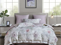 Постельное белье фланелевое из тенсела ASABELLA Малиновый щербет 50х70 (2шт), 70х70 (2шт) евро