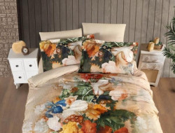 Постельное белье из страйп сатина с цветным принтом KARVEN N249-SB002 50х70 (1шт), 70х70 (1шт) 1,5-спальное