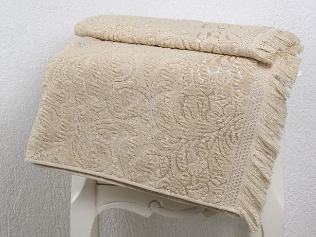 Полотенце жаккардовое KARNA ESRA бежевое 70х140