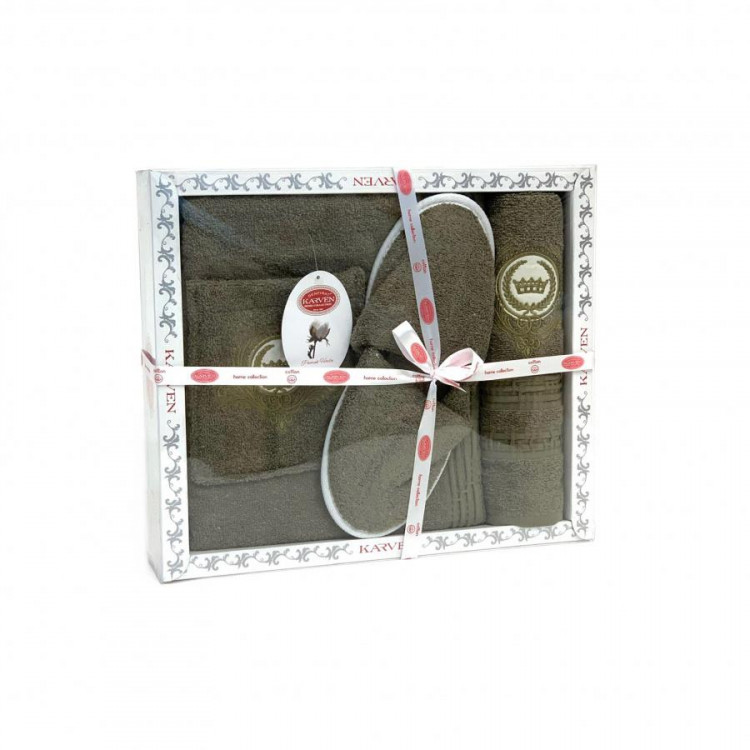 Набор для сауны мужской хлопковый махровый KARVEN B355(V-3)-7 хаки