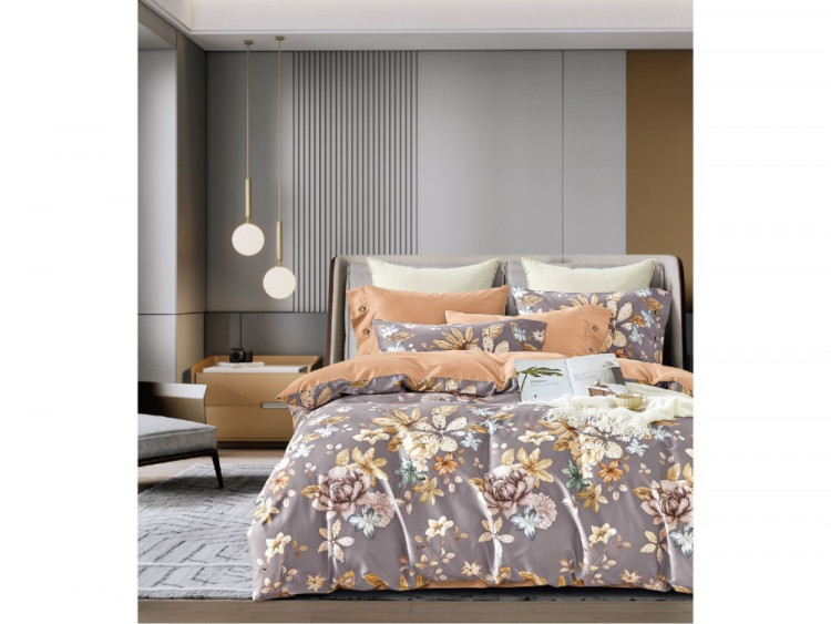 Постельное белье из египетского хлопка с простыней на резике 160х200 ASABELLA 2007-6/160 50х70 (2шт) и 70х70 (2шт) евро