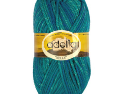 Пряжа ADELIA NELLY №12 синяя-темно-бирюзовая 70% шерсть, 30% акрил, 5 шт х 100 гр, 100 м +/- 5 м