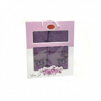 Набор полотенец махровых хлопковых KARVEN HS1658 KELEBEK V5 темно-лиловый 50х90 (1шт), 70х140 (1шт)