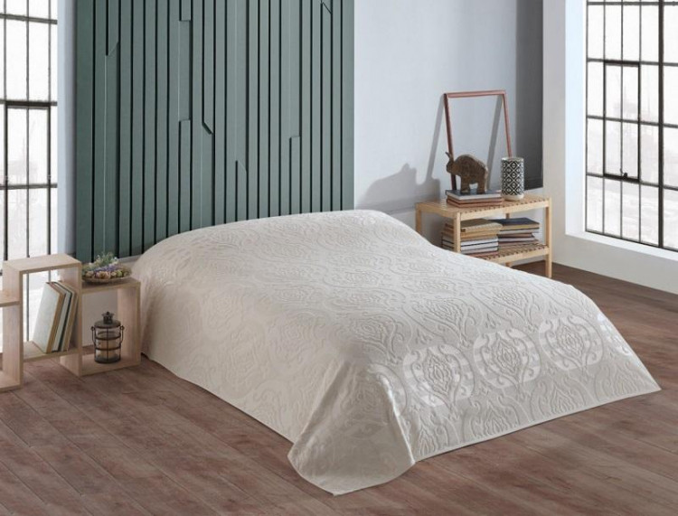 Плед из хлопка махровый KARVEN P962 CORNELY V1 кремовый 160х220