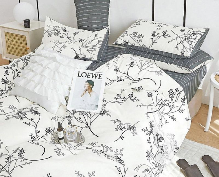 Постельное белье двухстороннее из твил-сатина SAILID BP-162-4 семейное