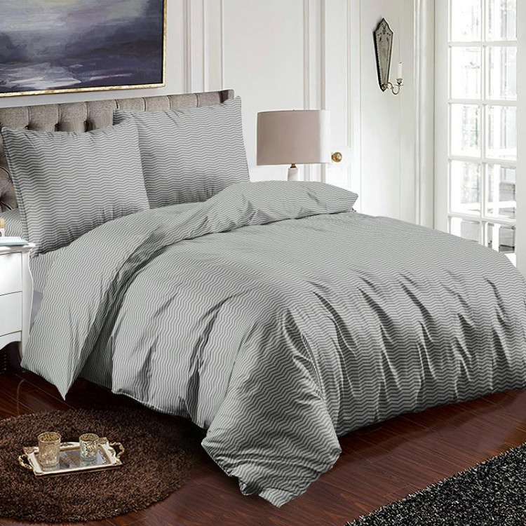Постельное белье из микросатина TANGO серый зигзаг 50х70 (1шт), 70х70 (1шт) 1,5-спальное