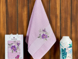Полотенце махровое FLOWER сиреневое 50х90 в коробке