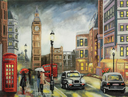 Кристальная (алмазная) мозаика ФРЕЯ ALPD-003 на подрамнике Дождливый Лондон