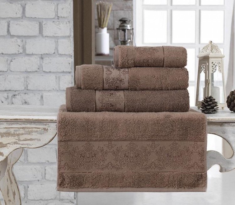 Полотенце бамбуковое KARNA PANDORA коричневое 50х90