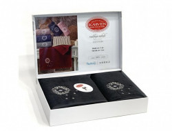 Набор полотенец махровых хлопковых в коробке KARVEN HS1674 RADIKYA V2 антрацит 50х90 (1шт), 70х140 (1шт)