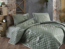 Покрывало из хлопка стеганое KARVEN Y923 MOHANA V1 MINT 180х240 с наволочкой 50х70